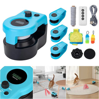 Interactive Cat Toy Chase Run Exercise Mental Stimulation Cat Feather Toy Treadmill for Indoor Cats for Bored Kitten Puppy Play