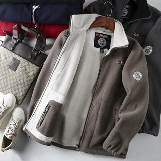 Winter Jacket Pocket Solid Color Casual Polar Fleece Men's Jacket Cold-Proof Thickened Male Warm Clothes Outwear Clothing Fleece