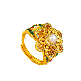 Double-Layer 24K Gold Unique Flower Ring