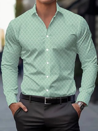 Men's Geometric Pattern Design Dress Shirts