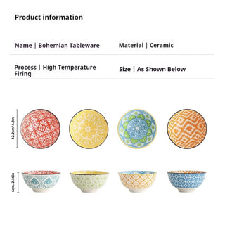 Bohemian 4-Pcs Ceramic Snack Bowls Set