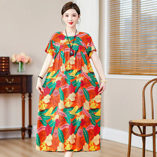 Vintage Printed Oversized Short Sleeve Nightgowns