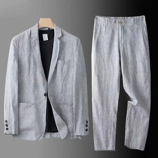 Men Linen 2Pcs Business Blazer Set