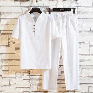 Ancient Buddhist Style Linen 2Pcs Set