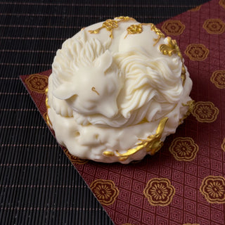 Ivory Fruit Painted Gold Nine Tailed Fox Plate Incense Burner Chinese Style Incense Indoor Tea Room Creative Craft Decoration