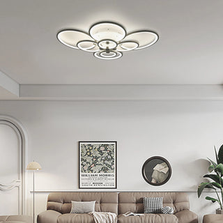 LED Dimmable Ceiling Light with Remote Control Modern 8 Rings Circle Flush Mount Ceiling Lamp Bedroom Kitchen Living Room
