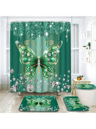 Glamorous Butterfly Print Bathroom Set