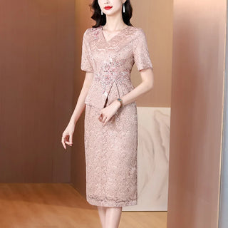Elegant Floral Embroidery Lace Dress