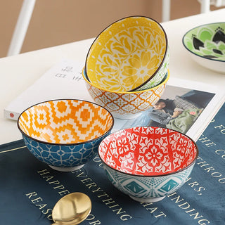 Bohemian 4-Pcs Ceramic Snack Bowls Set