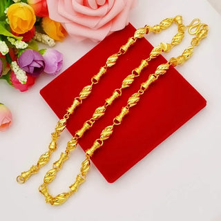 Men's Traditional Crafted 24K Gold Bead Necklace