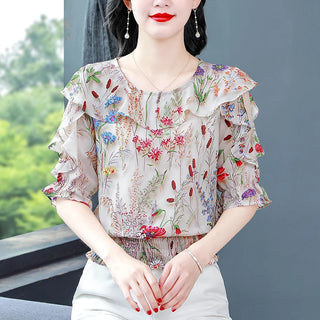 Floral Printed Women Chiffon Blouse