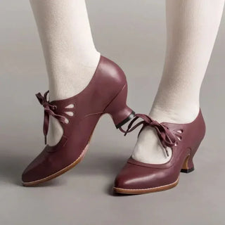 Women's Hollow-tied Chunky Heels Shoes