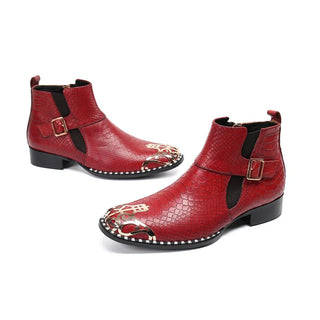Elegant Genuine Leather Metal Toe Boots