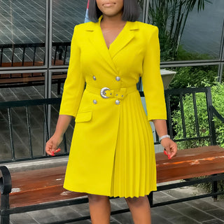 FairyShely 2025 Solid Long Sleeve Plus Size Draped Dress Women V Neck Large Big Dresses Lady Autumn Tight Curvy Short Dress