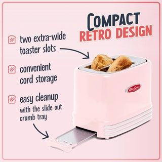 Vintage Design Retro Wide 2-Slice Toaster