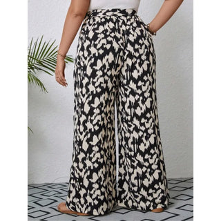 Plus Size 1XL-5XL Women's Summer Casual Fashion New Printed Wide Leg Elastic Waist Pants