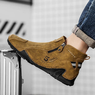 Luxury Brand Men's Boots Genuine Leather Ankle Boots Men Casual Shoes Sneakers Handmade Zipper Work Boots Designer Short Boots