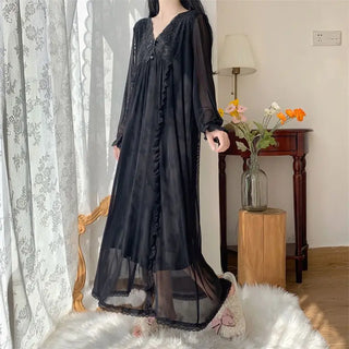 Women's Mesh Lace V-neck Nightgown