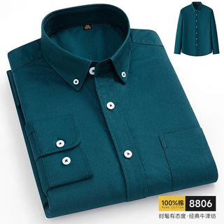Solid Color 100% Pure Cotton Men Oxford Shirt - Epictzar Intl.