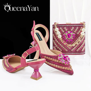 Italian Design Rhinestone Shoes & Matching Bag - Epictzar Intl.