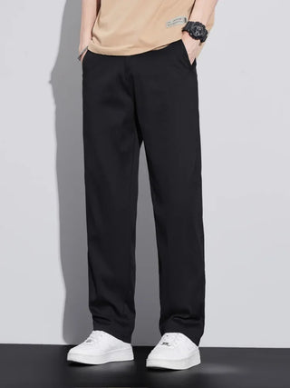 Summer Ultra-thin Lyocell Casual Pants Men's Elastic Waist for Loose Elastic Straight Fashion Comfortable Casual Trousers Male