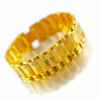 Luxury Pure K Gold Color Men's Bracelet Wide Version Personalized Gold Color Watch Chain Bangle Bracelet Jewelry Jewelry