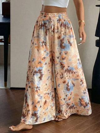 Wide Leg Tie Dye Print Pants