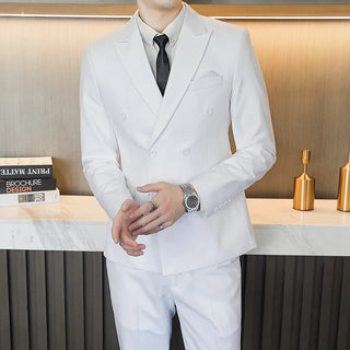 S-6XL Blazer Pants Men's Double-breasted Suit Jacket and Trousers Men's Casual Business Suits Groom's Wedding Dress Party Tuxedo