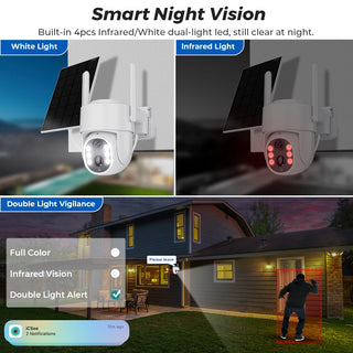 8MP Wireless Solar Camera Wifi Outdoor PIR Human Detection Surveillance Camera 4X Digital Zoom Battery Camera Solar Panel ICSEE