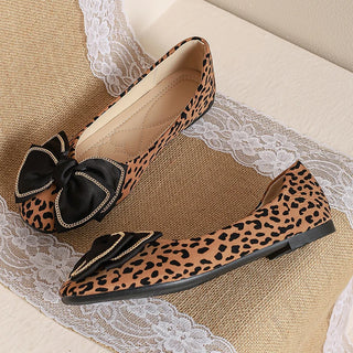 Round Toe Leopard Ballet Flats Shoes