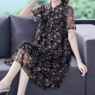 Vintage Fashion Floral Printed Midi Dress - Epictzar Intl.