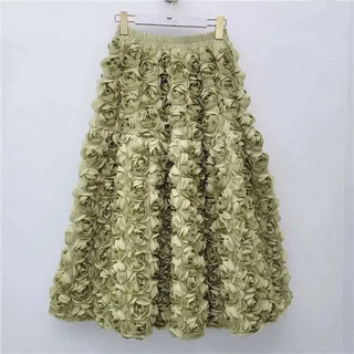 Elegant Elastic Waist Floral Design Skirts