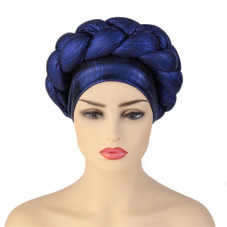 Glitter Diamonds Braids African Autogele Headtie Women Turban Cap Female Head Wraps