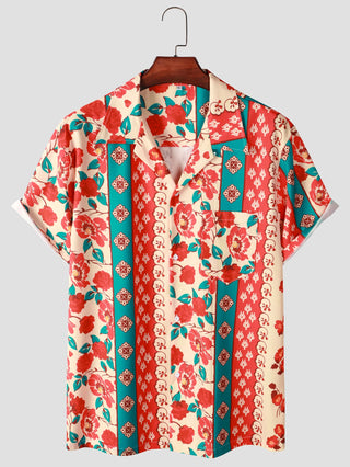 Men's Flower Pattern Beachwear Shirt