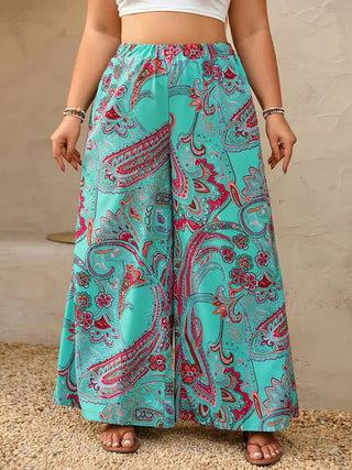 Elastic Waist Printed Wide-leg Pants