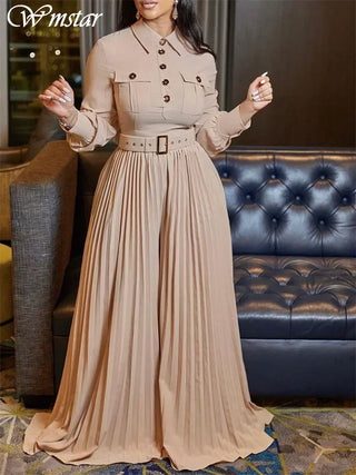 Office Lady Button Fashion Maxi Jumpsuit