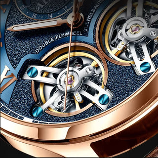 AILANG Original Design men's Double Flywheel Automatic Mechanical Watch Fashion Leisure Business Luxury Clock