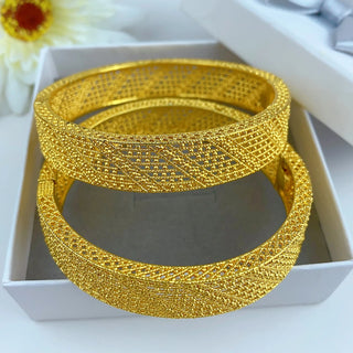 Luxury Dubai 24K Gold Plated Bangles For Women Indian African Bracelets Charm Wedding Ethiopian Arabic Hand Jewelry Party Gifts