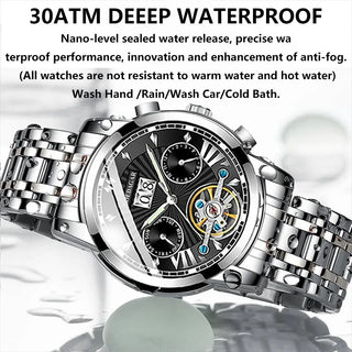 POEDAGAR Men Watch Top Brand Luxury Automatic Mechanical Watches Waterproof Luminous Business Stainless Stain Men's Wristwatch