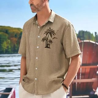 Men's Hawaiian Coconut Tree Printed Shirt