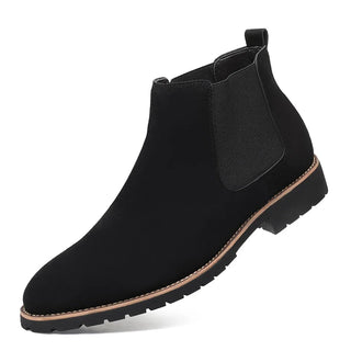 Fashion Men's Ankle Boot New Leather Men's Chelsea Boots Men Shoes Casual Black Sleeve Boots Outdoor High Top Wedding Shoes Male