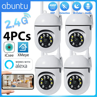 4Pcs 4MP 2K Wifi Camera Mini ICsee Surveillance Camera Human Detection HD Night Vision Two Ways Audio Home Security Protection