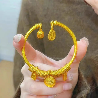 Yellow Gold Coiled Adjustable Open Bangle - Epictzar Intl.