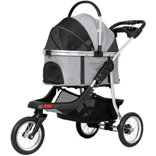 Pet Stroller, Premium 3-in-1 Large Dog Stroller for Cats/Dogs with Detachable Carrier, Zipperless Dual Entry, Foldable Jogging