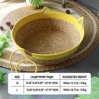 Indoor Straw Plaited Basket Pet Bed