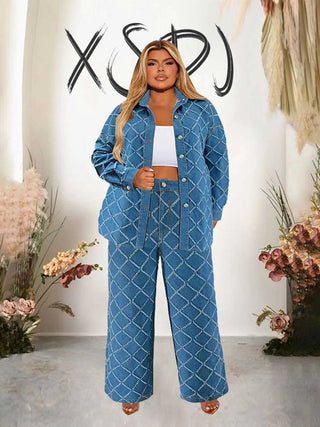 Casual Denim Plaid Pants Set - Epictzar Intl.