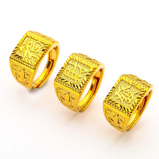 Dragon Contrast Men's Gold Ring