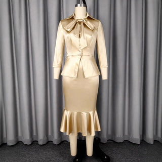 Single Breasted Mermaid Matching Skirt Sets