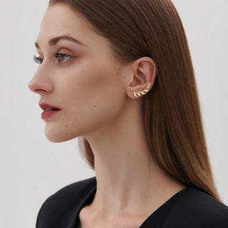 OXTAO Trendy Leaf-Shaped Piercing Earrings Sterling 925 Silver Round Cut D VVS1 Moissanite Climber Earrings for Women Jewelry