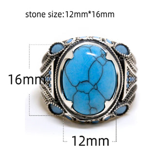 Vintage Luxury Natural Oval Turquoise Rings